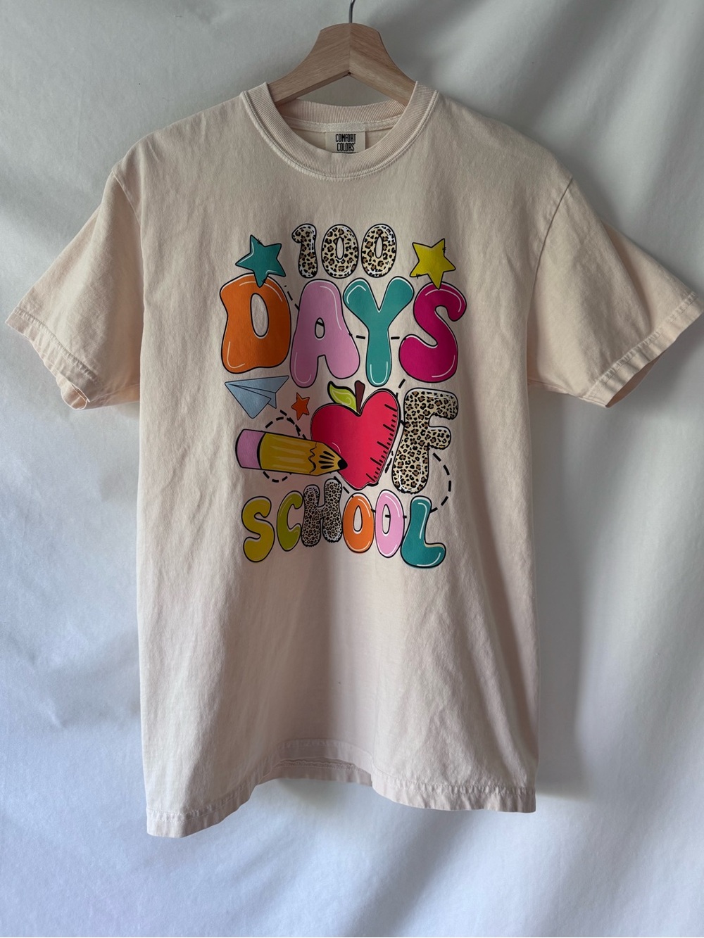 2/$20 '100 Days of School' Graphic Teacher Tee - Cream
